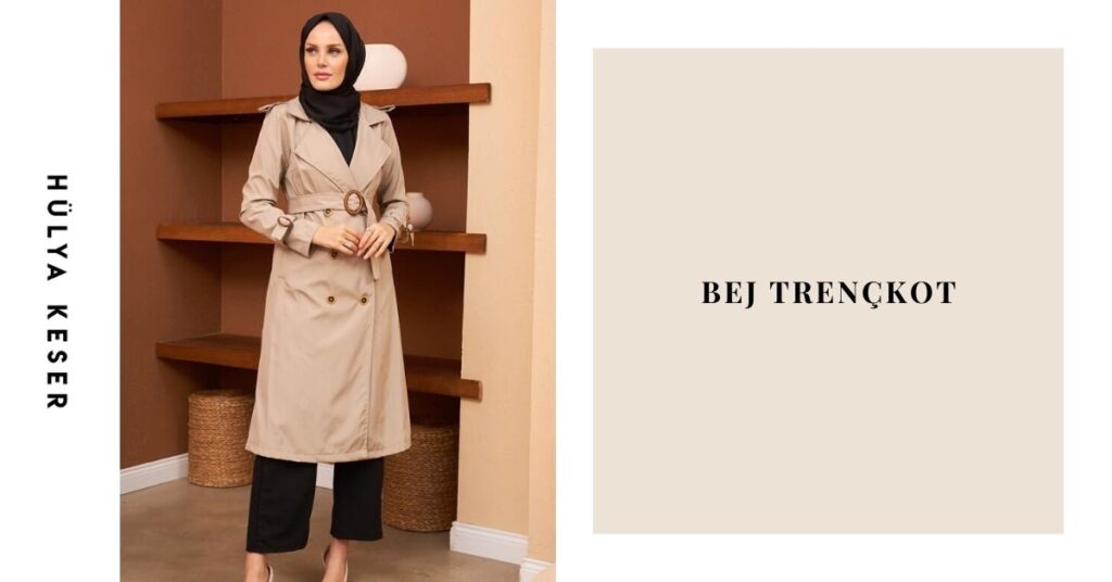 Tesettür Giyimin Favorisi Bej Trençkot