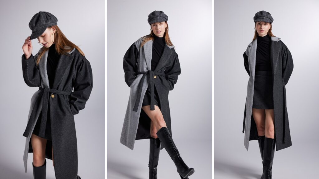 Gri Uzun Kaşe Kaban ile Kombin Fikirleri