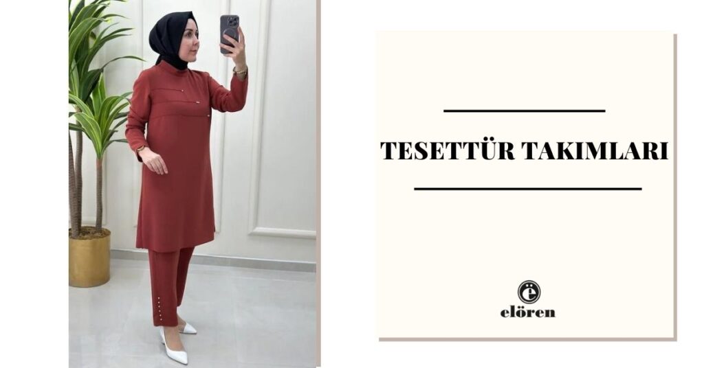 Kiremit Rengi Tesettür Takım Modelleri