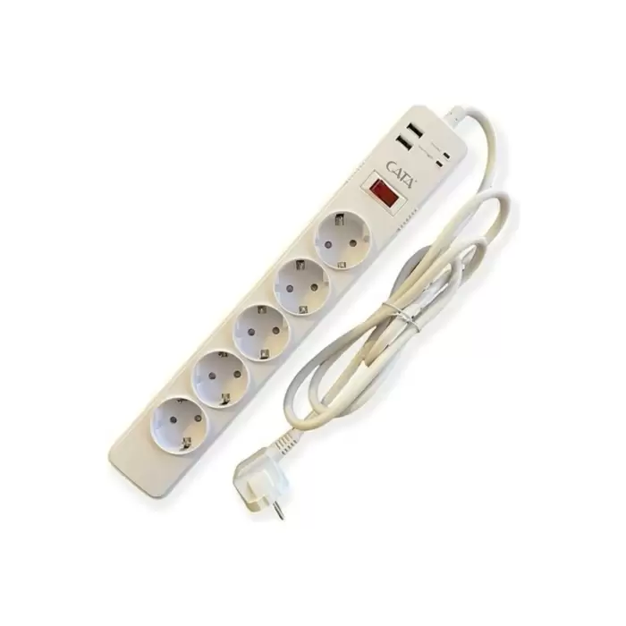 Cata Ct-3000 Akım Korumalı Piton 5 Li Grup Priz 2 Usbli 1,5 Mt Kablolu