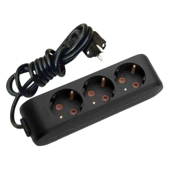 Viko Multi-Let 3lü Grup Priz Topraklı Çocuk Korumalı 3 Metre Siyah